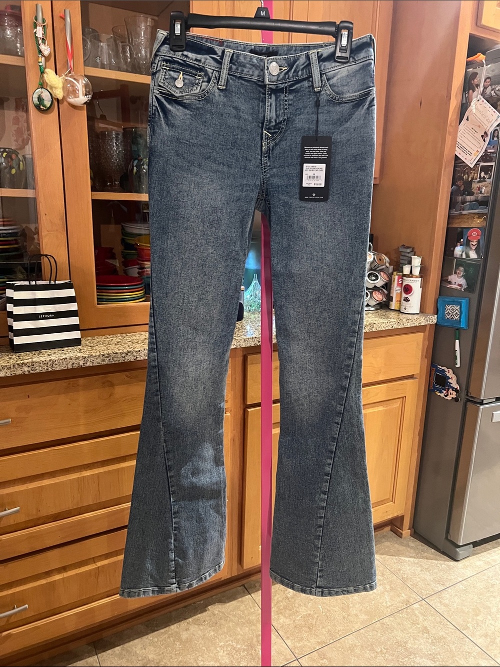 True Religion Women's Flared Jeans in Washed Denim Blue